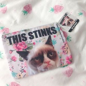 NWT Grumpy Cat Floral Zip Pouch